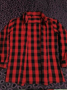 Women Checkered Cotton Shirt Red