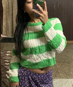 Striped Cable Knit Sweater