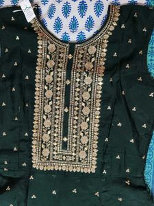 Women Green Partywear Zari Embroidery Suit Set
