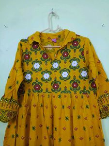 Yellow Embroidered Ethnic Dress