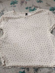H&amp;M Floral Bow Top