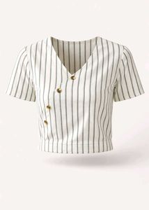 Striped V-neck Crop Top