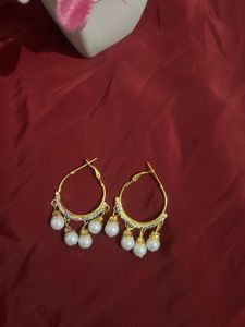 Pearl Drop Hoop Earrings