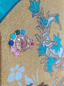Multicolor Jewellery Set, With Earrings &amp; Mangtika