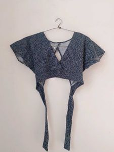 Branded Blue Tieup Crop Top.