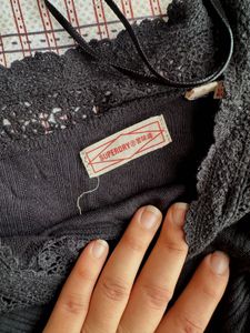Black Lace Trim Top