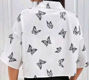 Butterfly Print White Shirt