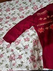 Red Embroidered Peasant Blouse