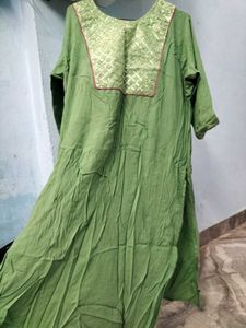 Green Kurta with a touch Of gotta patti.