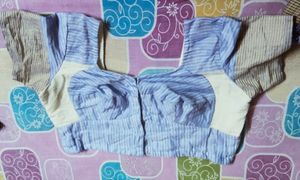 A Blue Handloom Saree With Stitched Blouse Size34