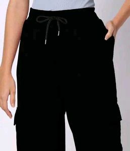 Black Wide Cargo Pants