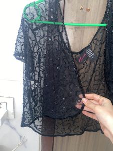 Beautiful Black Net Crop Top With Stones