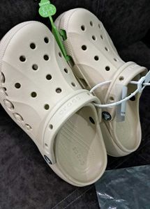 Beige Platform Crocs
