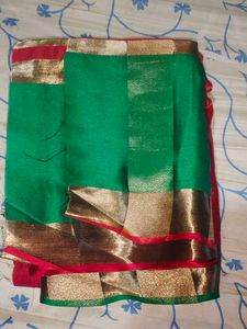 Elegant Red &amp; Green Saree