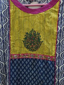 ✨ Multicolored Embroidered Kurta with Net Sleeves