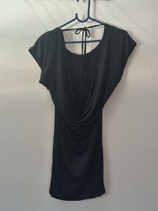 Chic Black Boat Neck Mini Dress