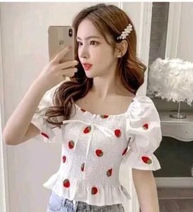 Strawberry Puff Sleeve Top