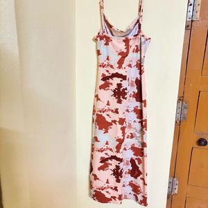 Abstract Print Cowl Neck Midi Dress