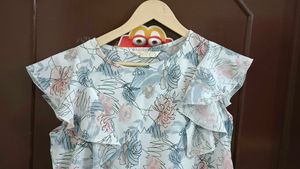 White Frilled Floral Top