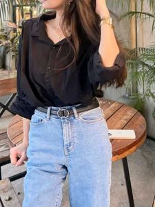 Black Button-Down Top