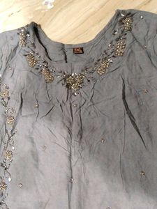 Gray Embellished Maxi Dress