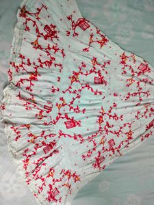 Red Floral Print Skirt