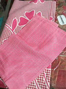 Pink Floral Checkered Bedsheet Set