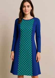 Dark violent and green A-line dress