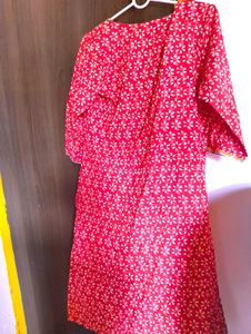 Beautiful elegant Red Straight Cotton Kurti