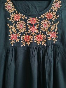 Embroidered Black Tunic Top