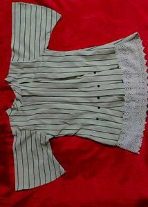 Striped Lace Top