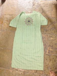 Embroidered Green Kurti