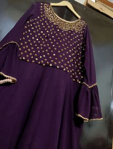Purple Ethnic Party Wear Long Gown For 42 Bust