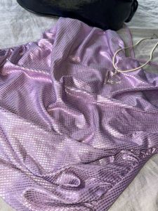 Shiny Purple Cowl Neck Halter Top