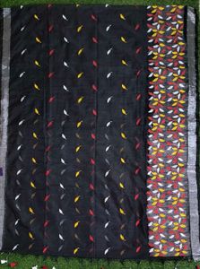 Leaf Handloom Saree - Black