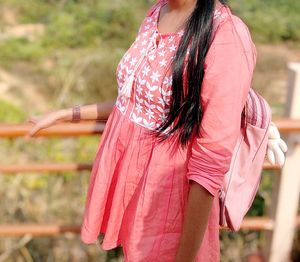 Peach Embroidered Kurti