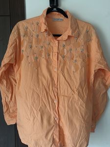 Orange Embellished Shirt