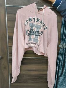 Peach Pink Oversized Crop Sweatshirt