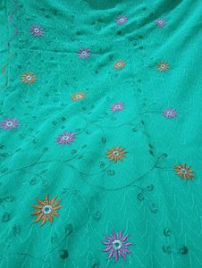 Embroidered Green saree with blouse