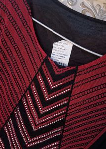 Red &amp; Black Geometric Long Sleeve Top