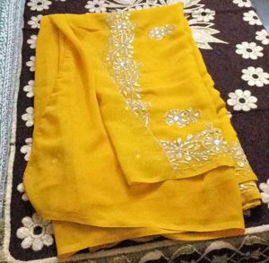 Elegant Yellow Embroidered Saree