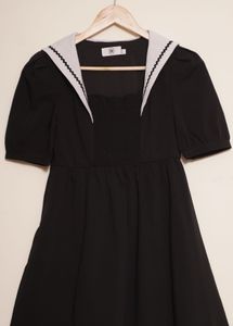 Chic Black Mini Dress with Sailor Collar