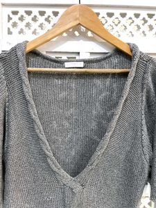 Metallic V Deep Neck Top D