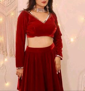 Velvet Lehnga With Net Duptta
