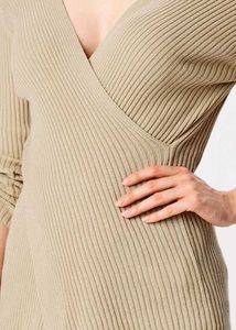 Elegant Ribbed Wrap Dress