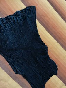 Women Black Pleated Casual Top