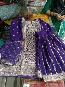 Purple Embroidered Kurta Set