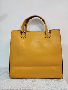 Mustard Yellow Tote Bag with Charm