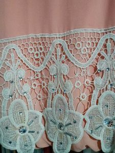 Peach Lace Embellished Top