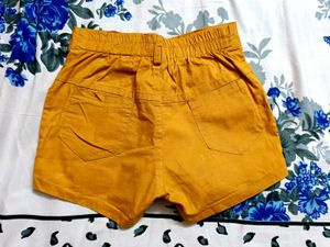 Lion Yellow Cotton Hot Pant